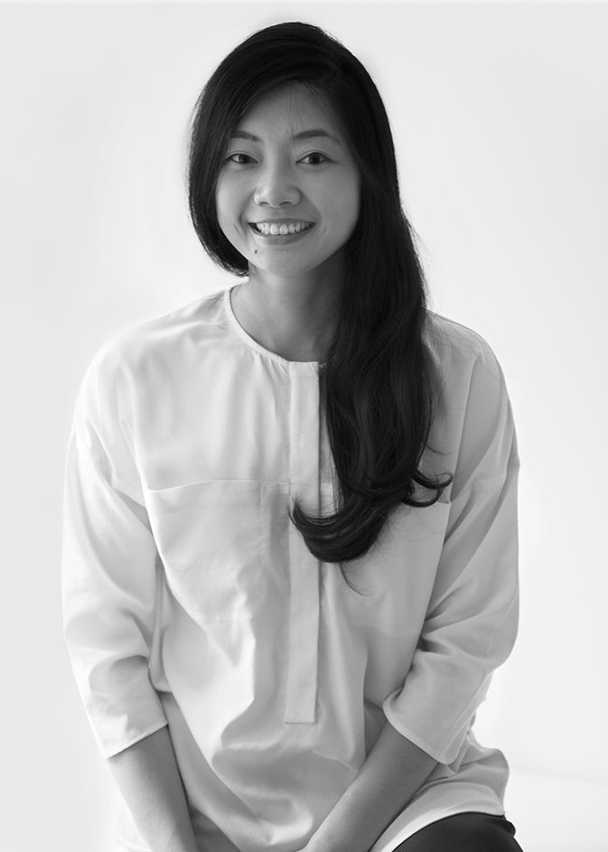 Black-and-white portrait of designer Chifen Cheng.