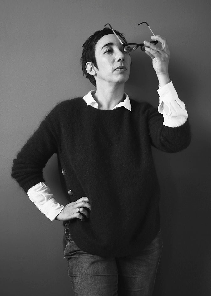 Black-and-white portrait of designer Elisabeth Hertzfeld.