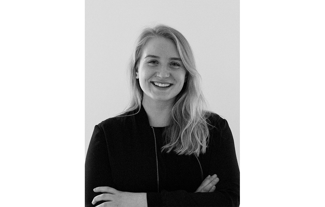 Black-and-white portrait of designer Johanna Hartikainen.