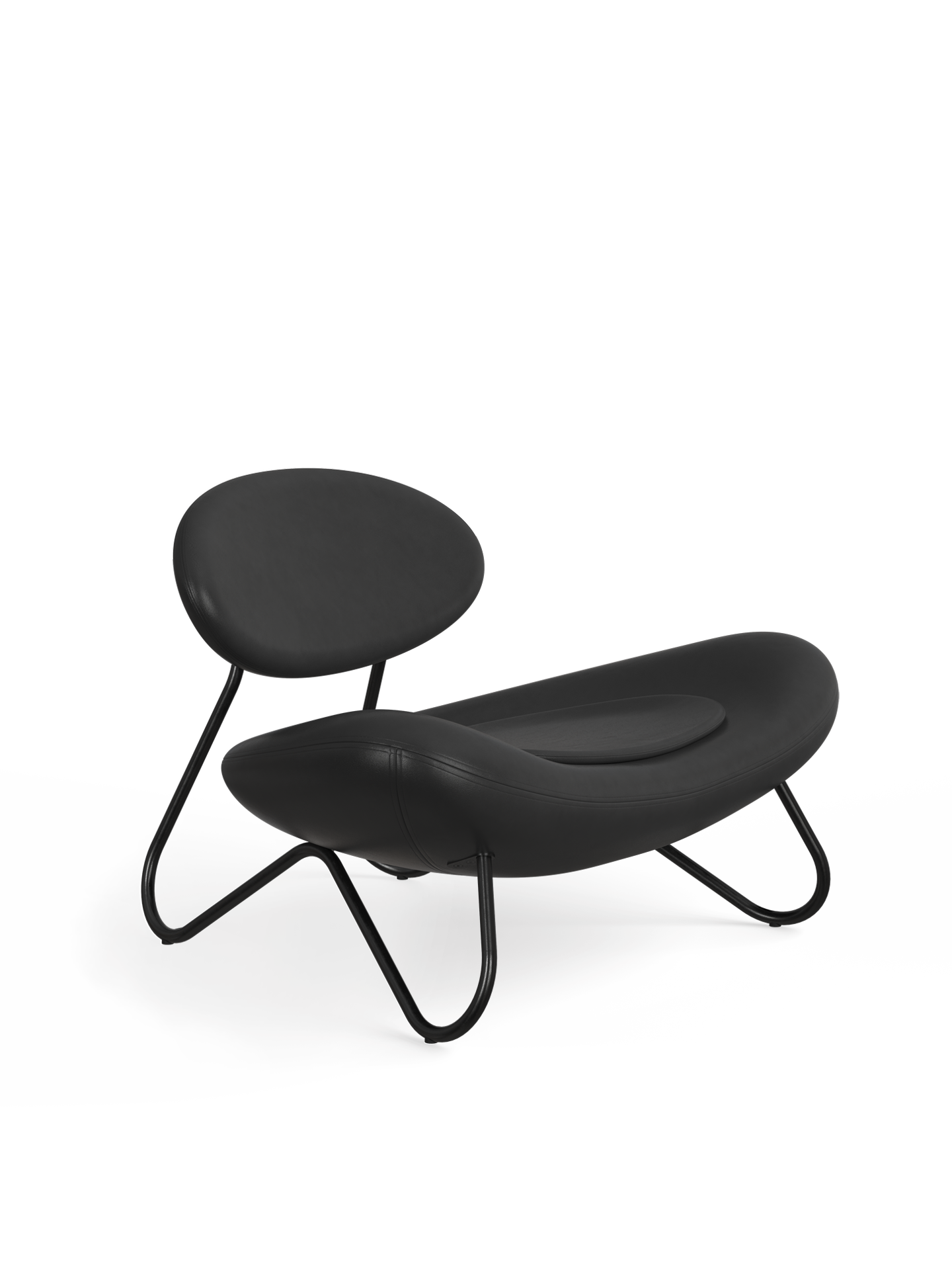 Meadow lounge chair Black leather/Black WOUD International