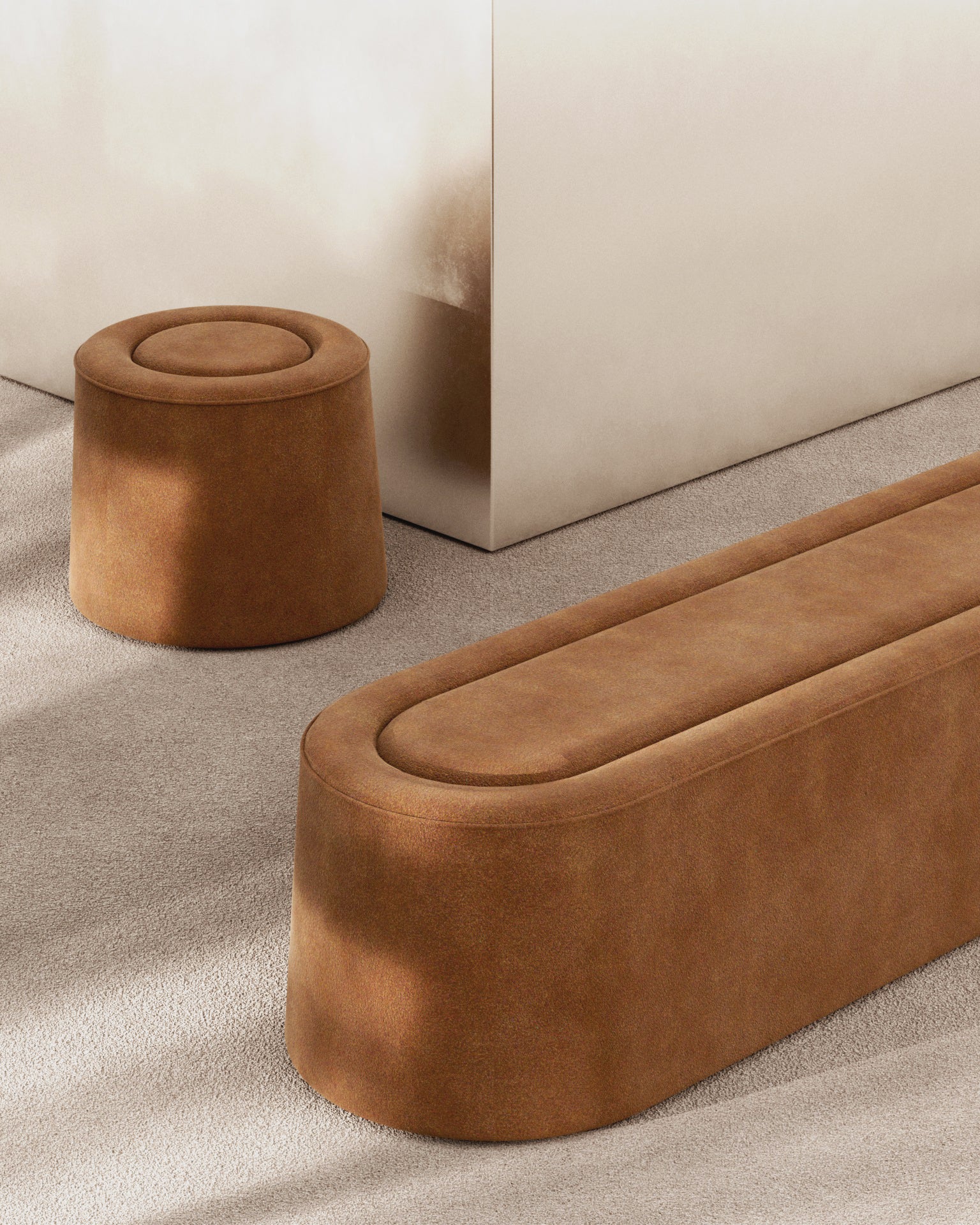 Praline bench (178 cm) - Natural bouclé