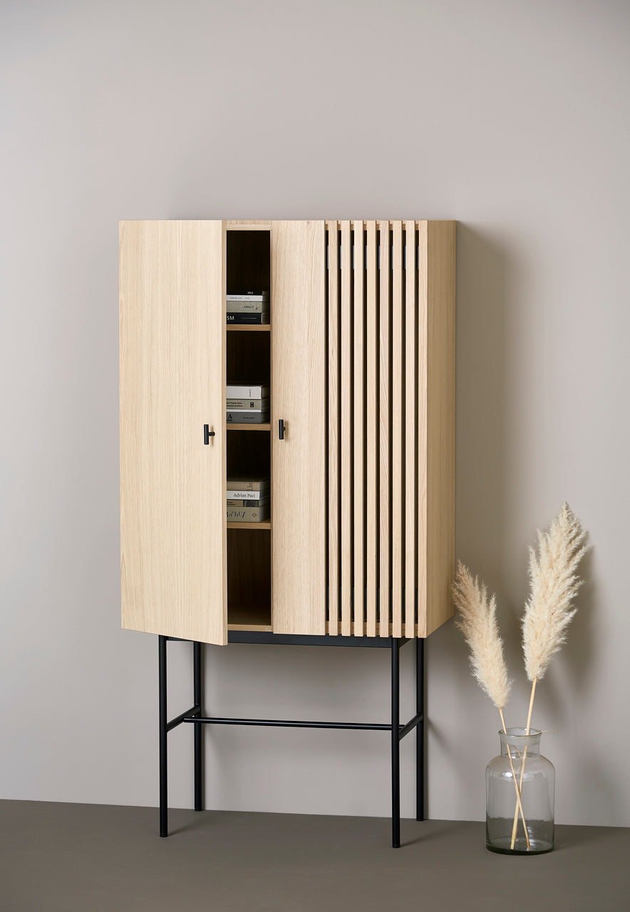 Array highboard (80 cm) - White pigmented oak