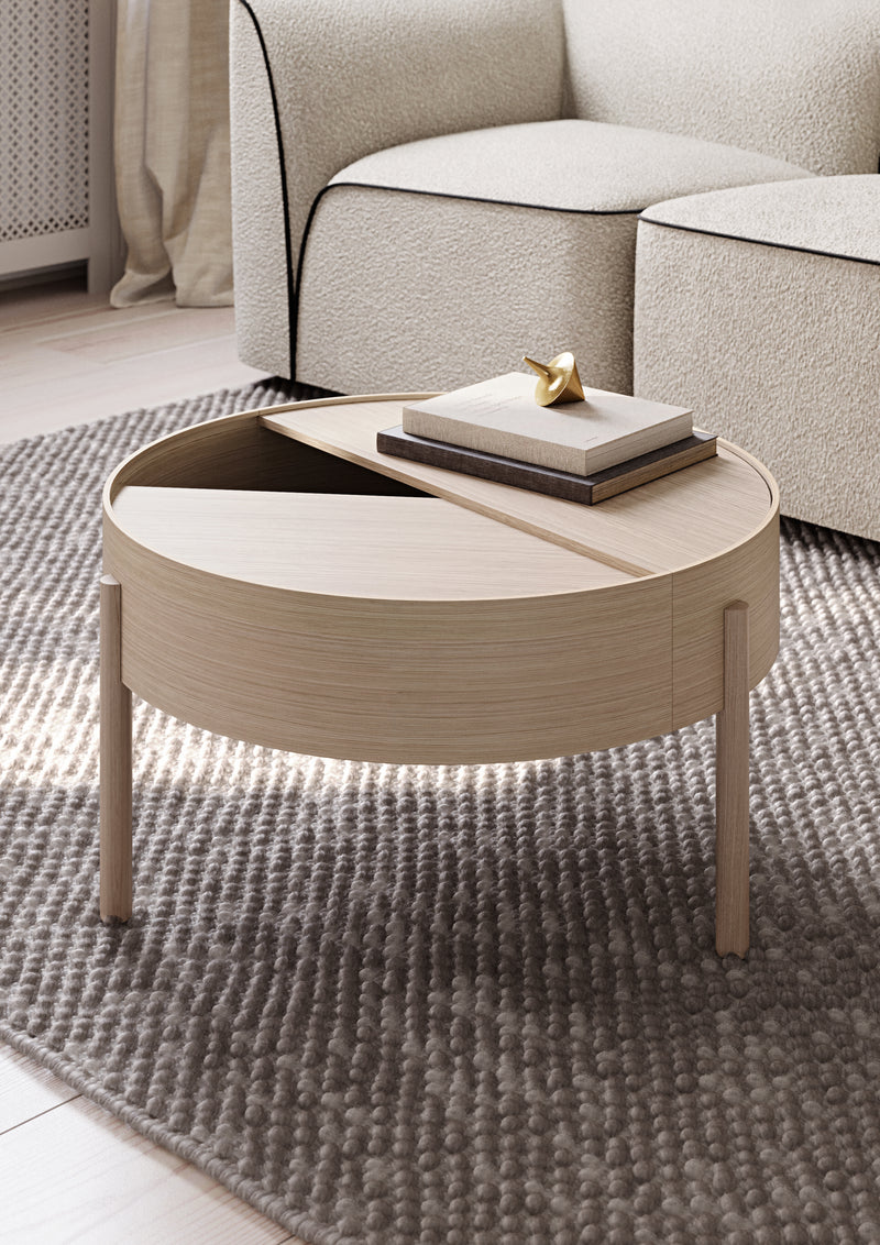 Arc coffee table (66 cm) - White pigmented lacquered oak