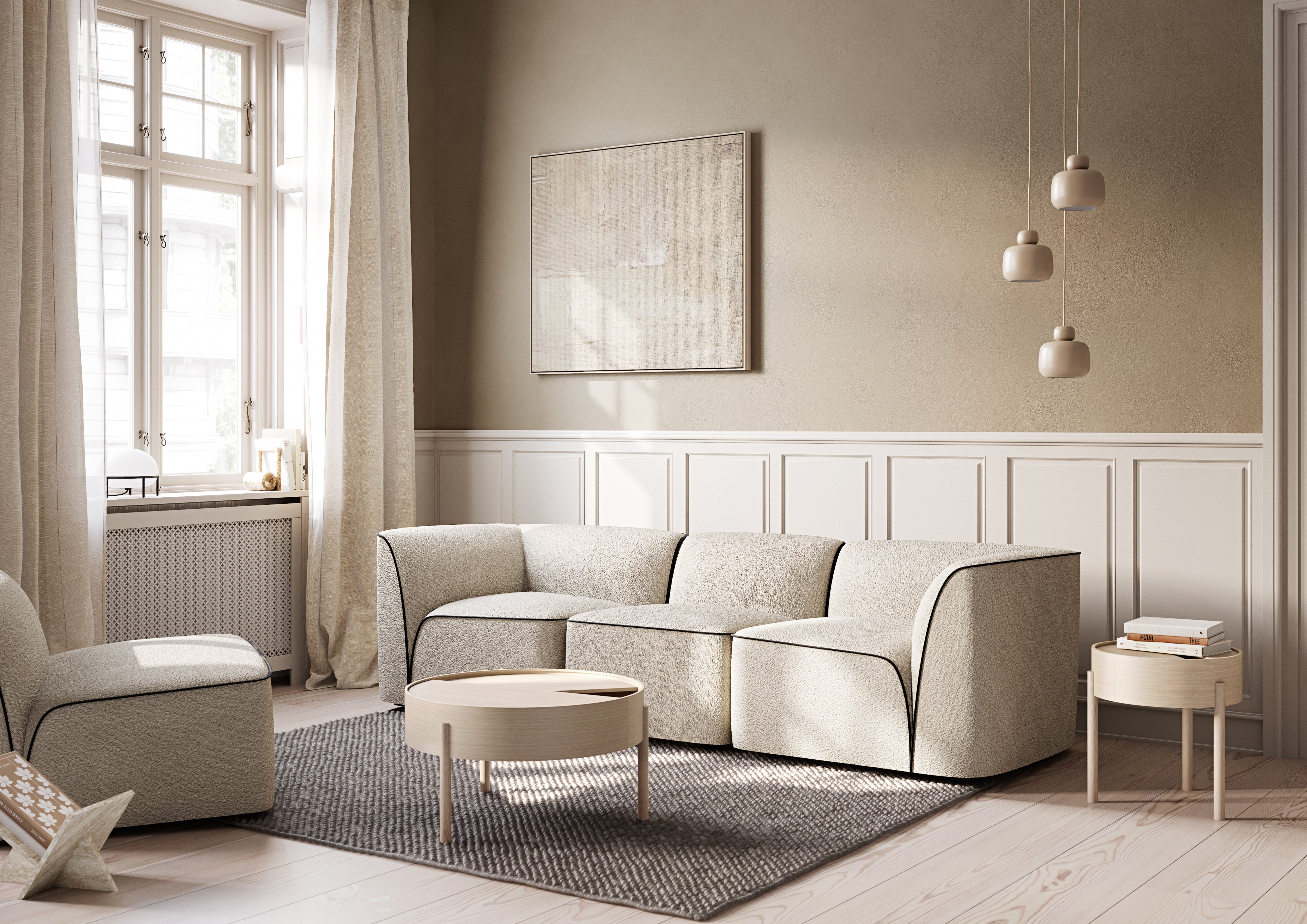 Flora 2.5-seater - Natural bouclé