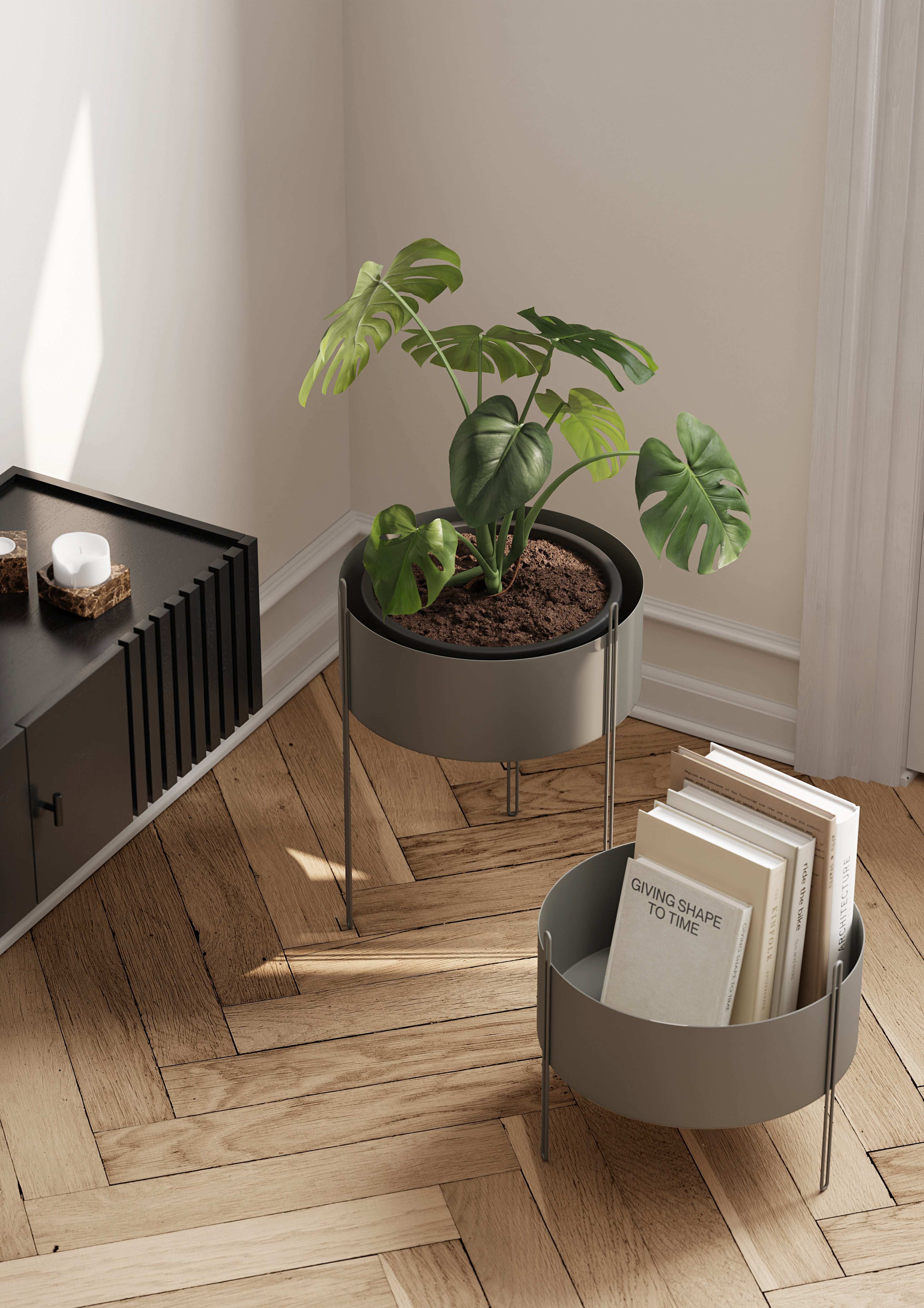 Pidestall planter (Medium) - Taupe