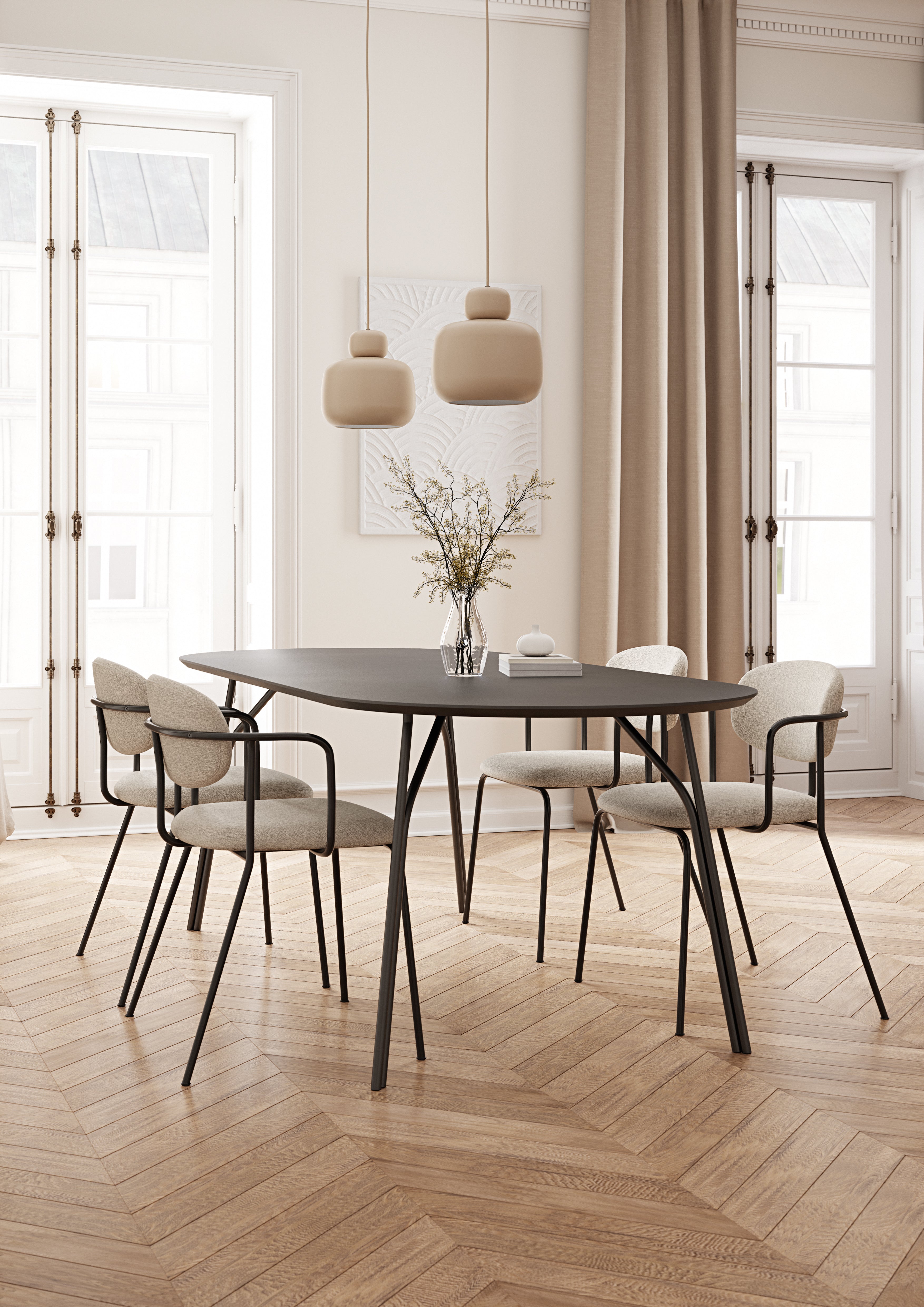 Tree dining table (220 cm) - Charcoal black/black