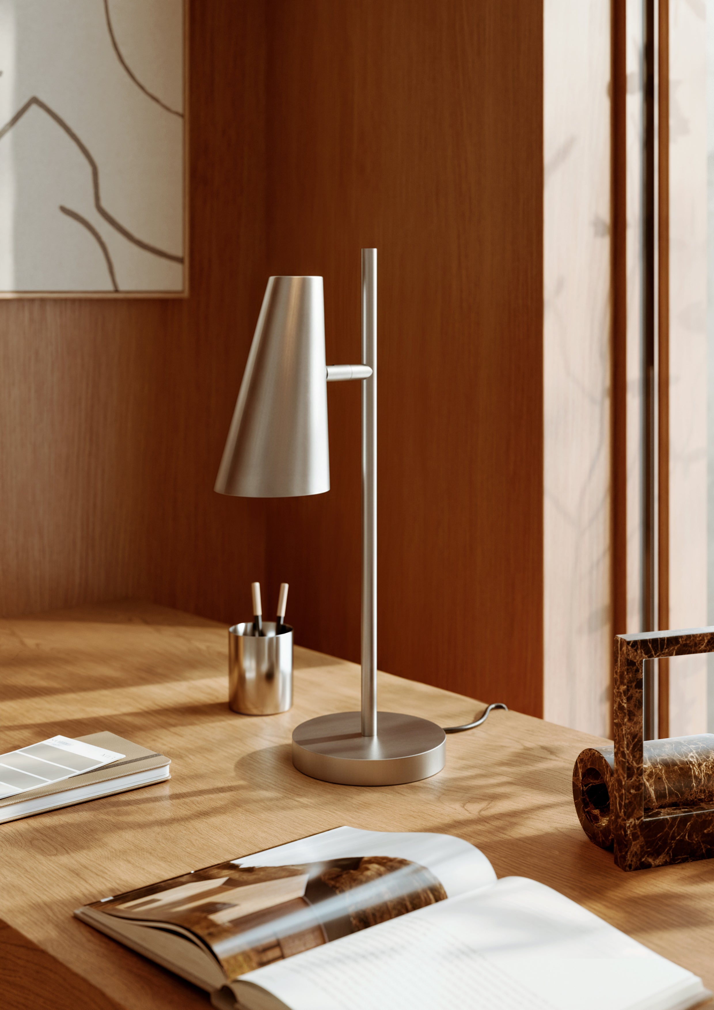 Cono table lamp - Brushed metal finish