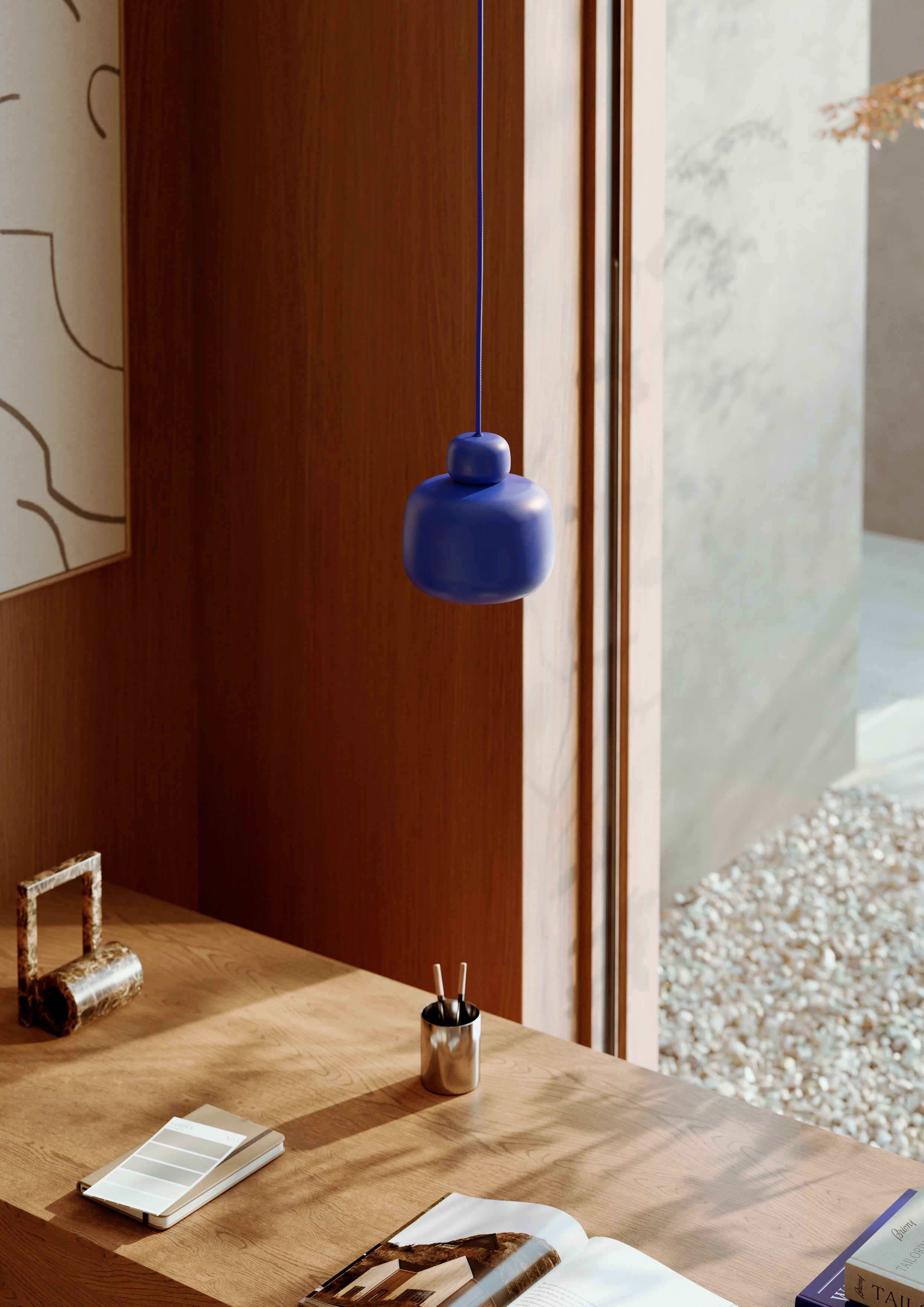 Stone pendant (Small) - Cobalt blue