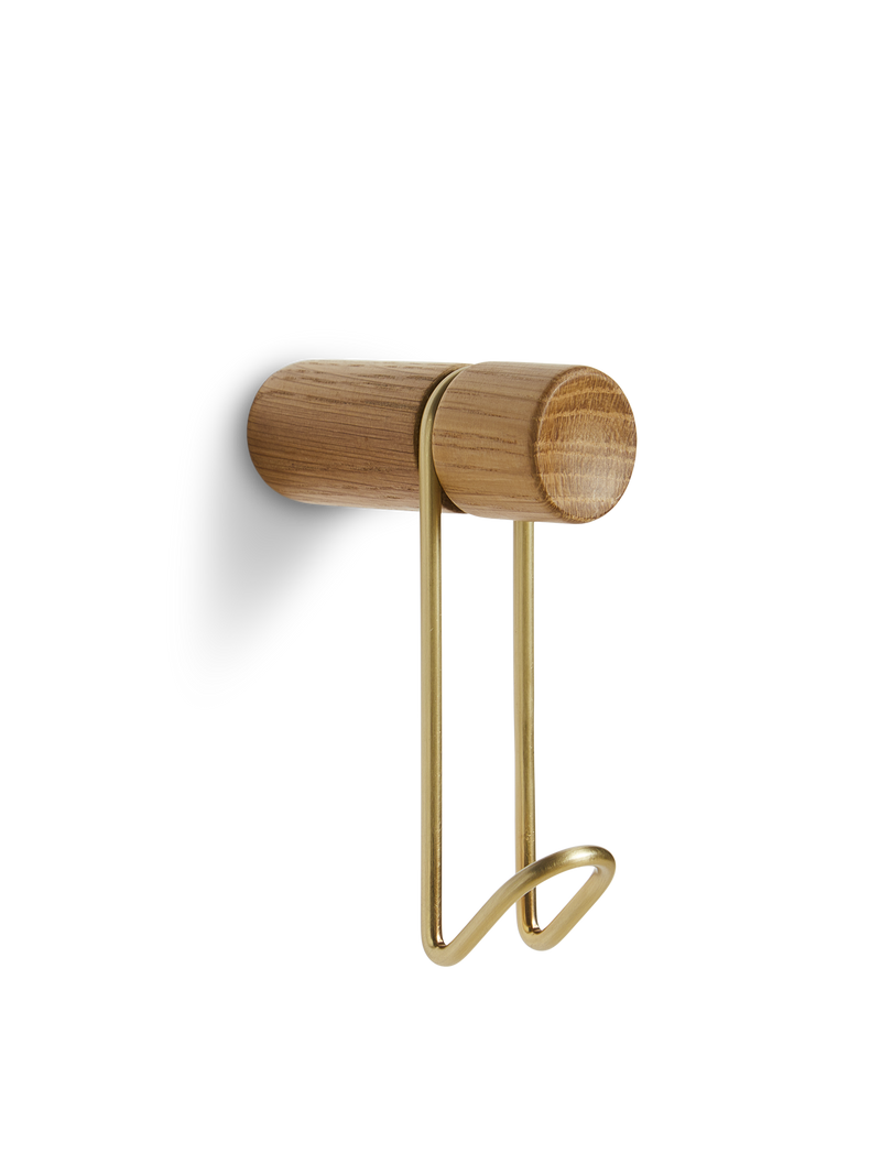 Around wall hanger Small Oak satin brass
