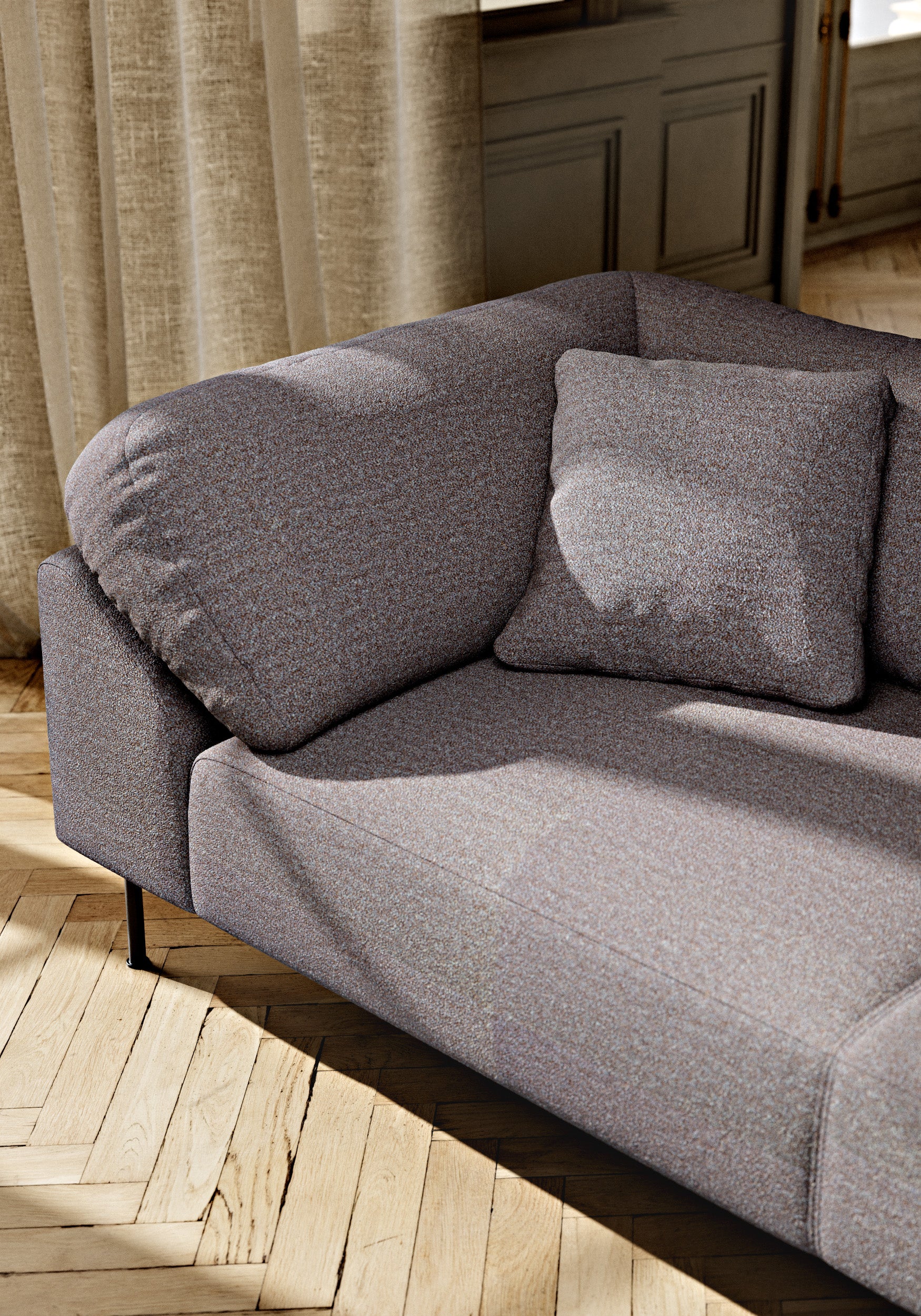 Collar 2.5-seater - Brown bouclé