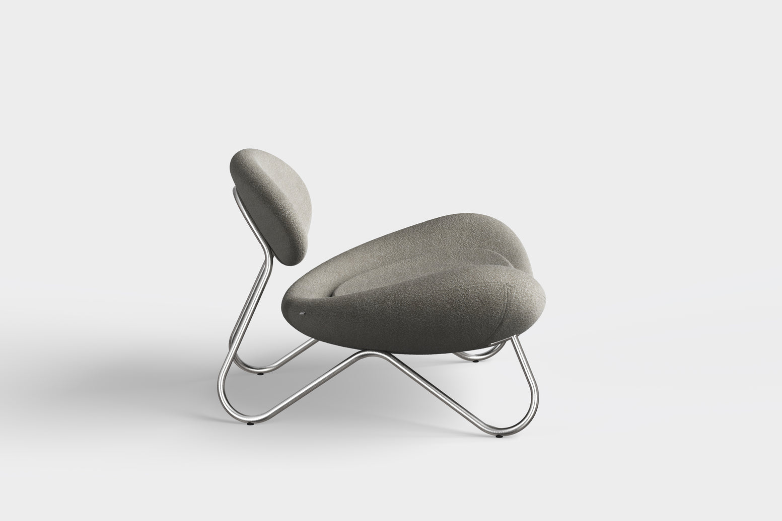 Meadow lounge chair - Warm grey/Brushed steel