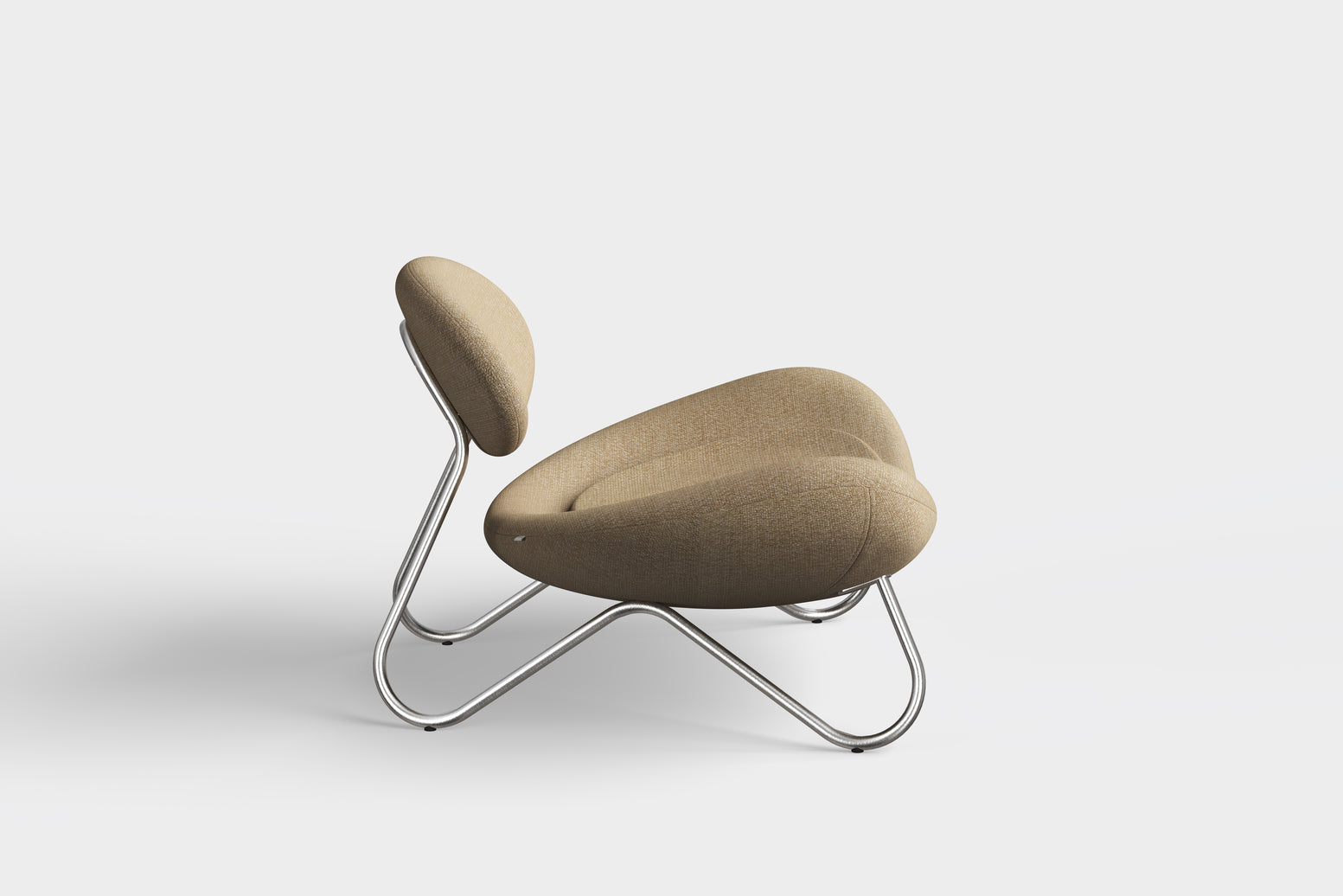 Meadow lounge chair - Beige/Brushed steel