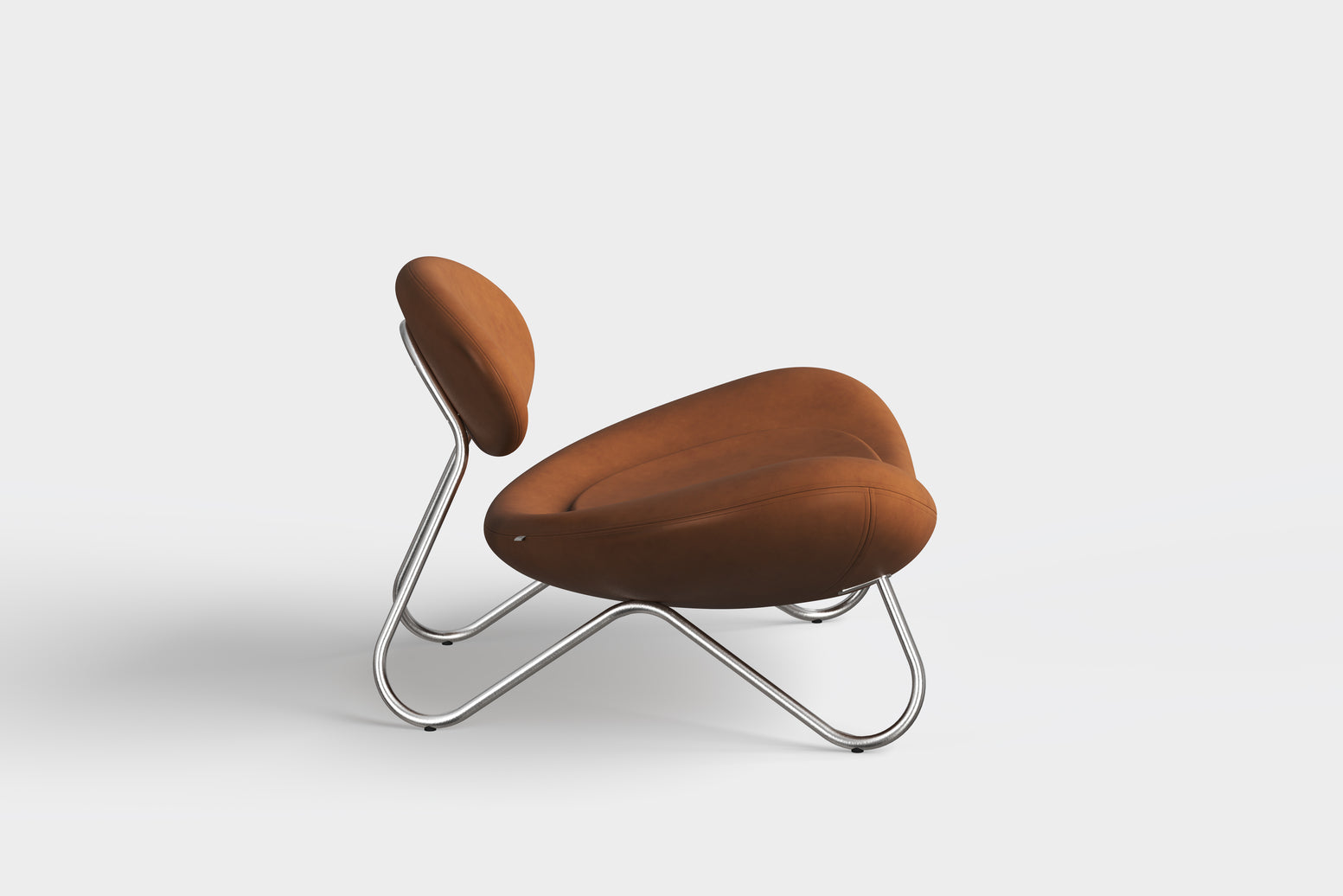 Meadow lounge chair - Cognac leather/Brushed steel