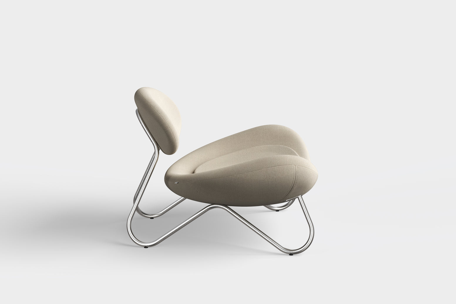 Meadow lounge chair - Off white/Grey/Brushed steel