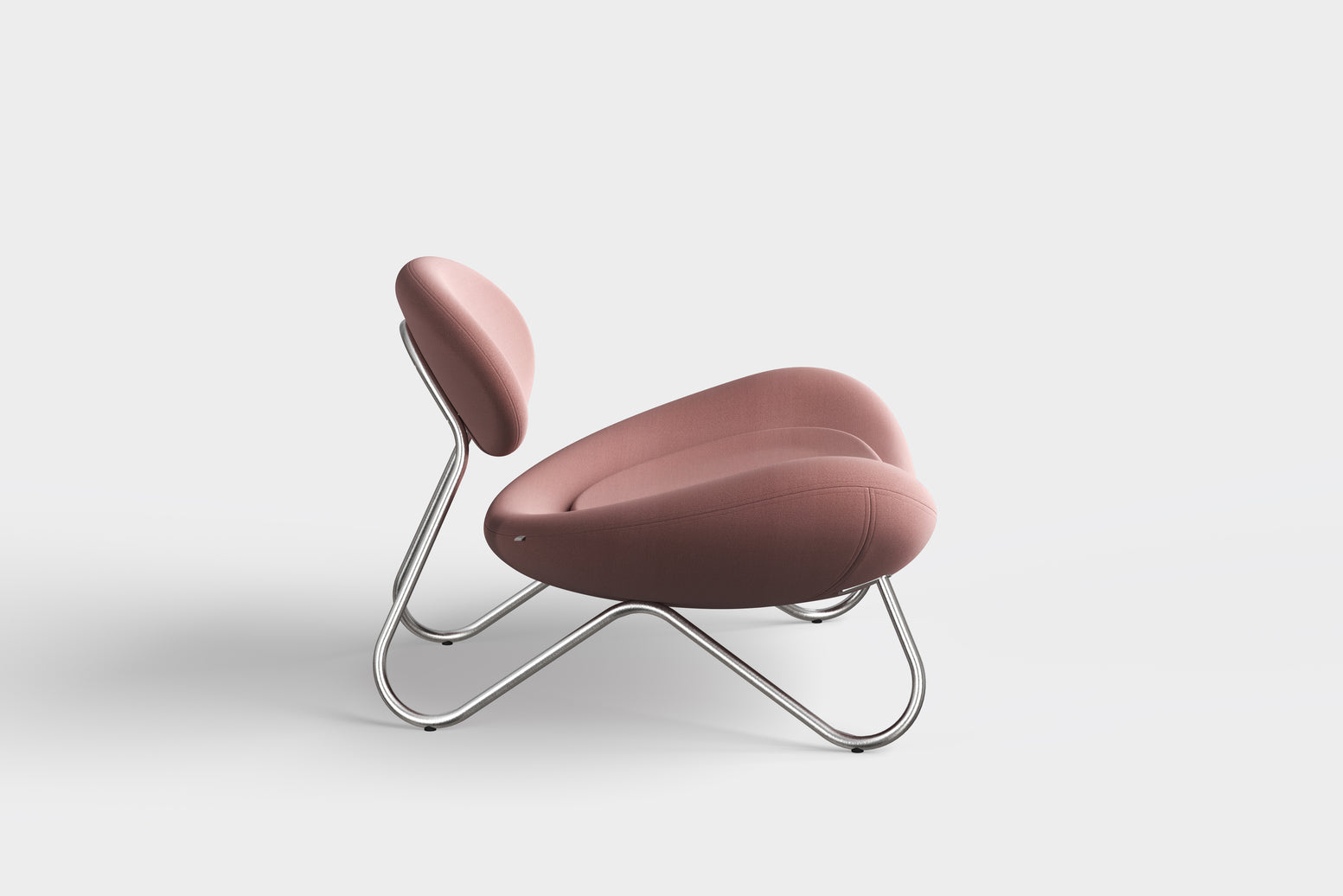 Meadow lounge chair - Dusty rose/Brushed steel