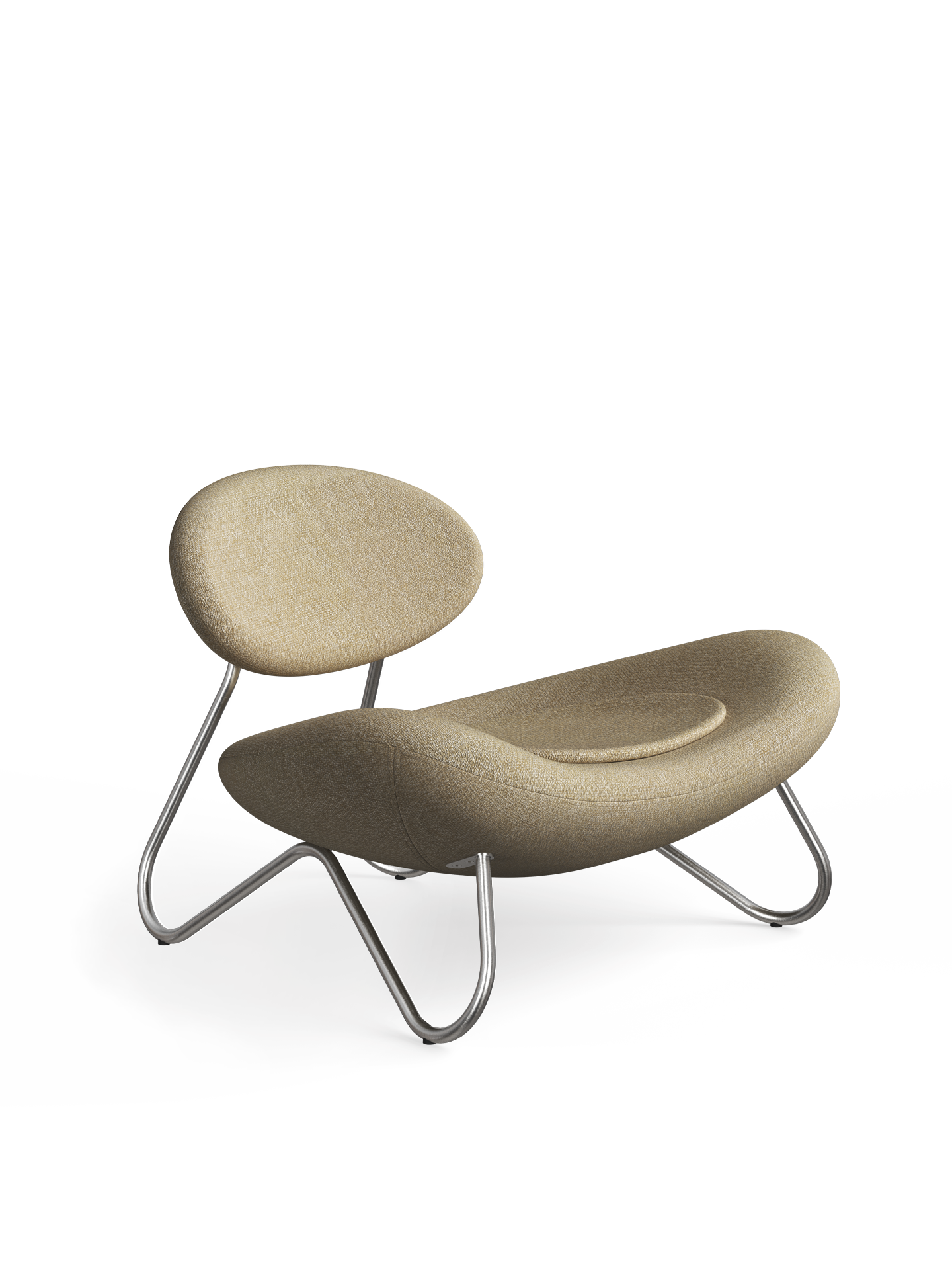 Meadow lounge chair - Beige/Brushed steel