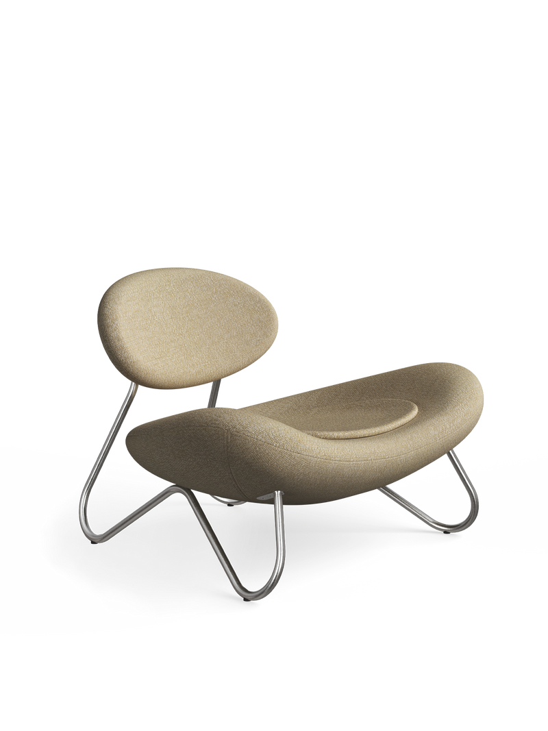 Meadow lounge chair - Beige/Brushed steel