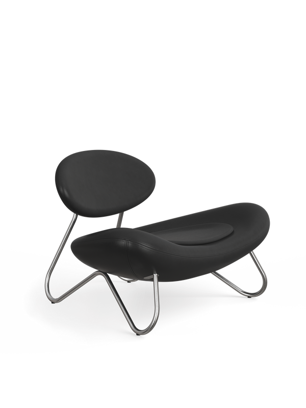 Meadow lounge chair - Black leather/Brushed steel