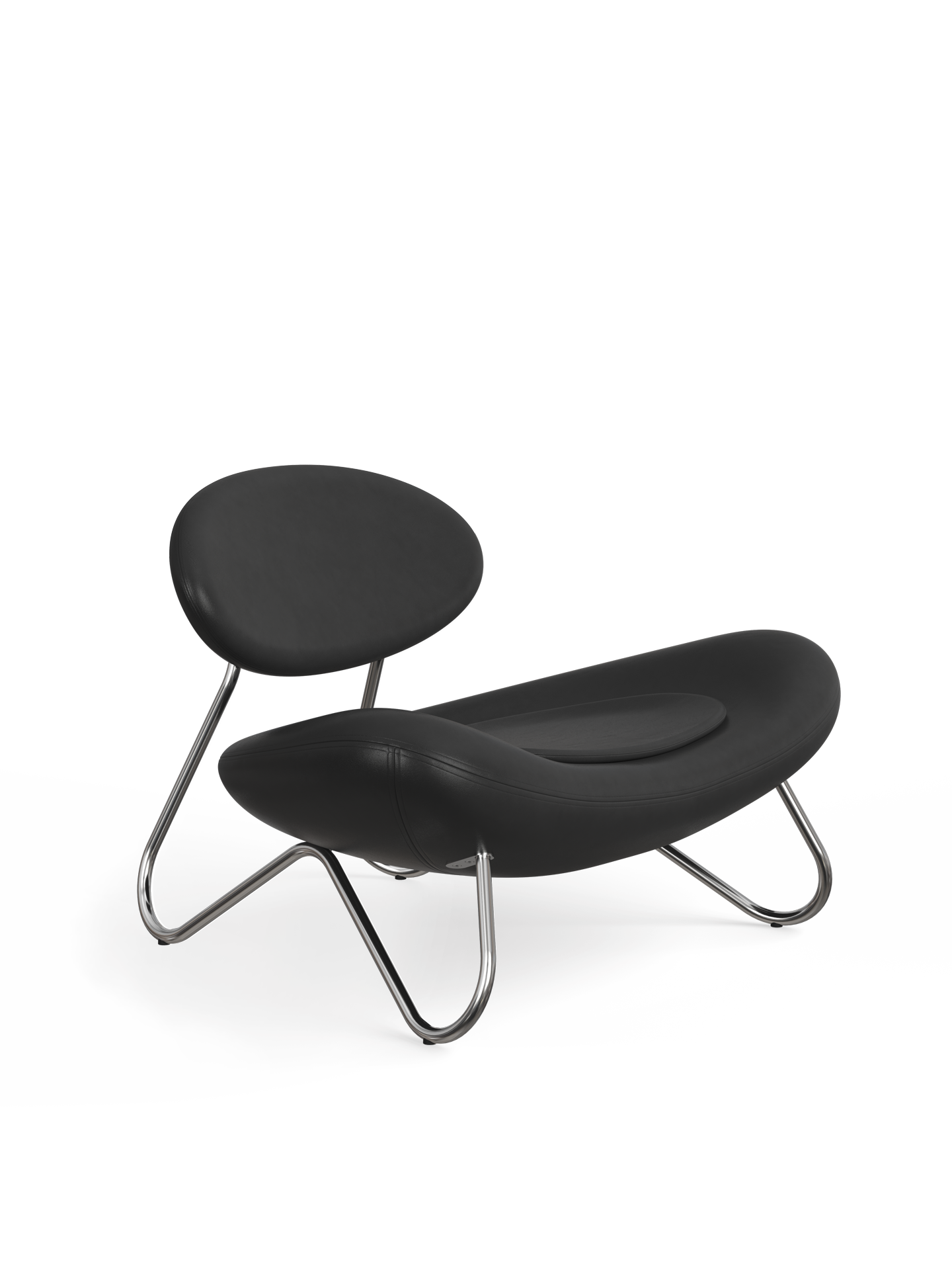 Meadow lounge chair - Black leather/Chrome