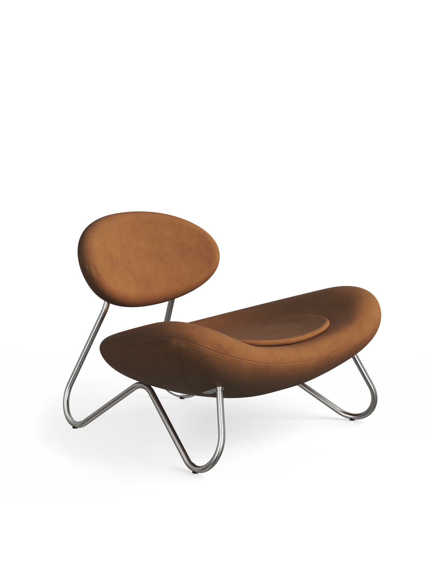 Meadow lounge chair - Cognac leather/Brushed steel