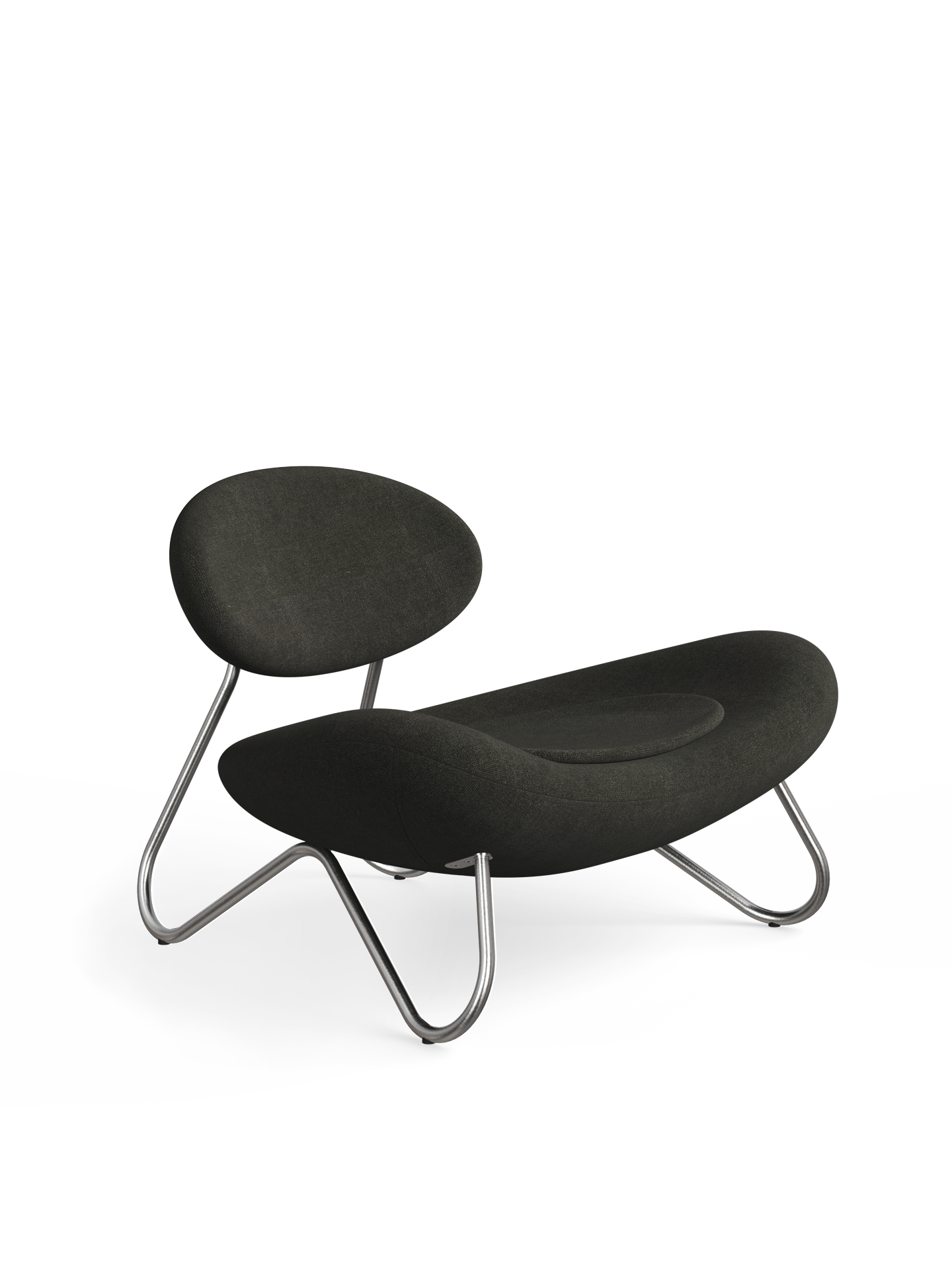 Meadow lounge chair - Dark brown/Brushed steel