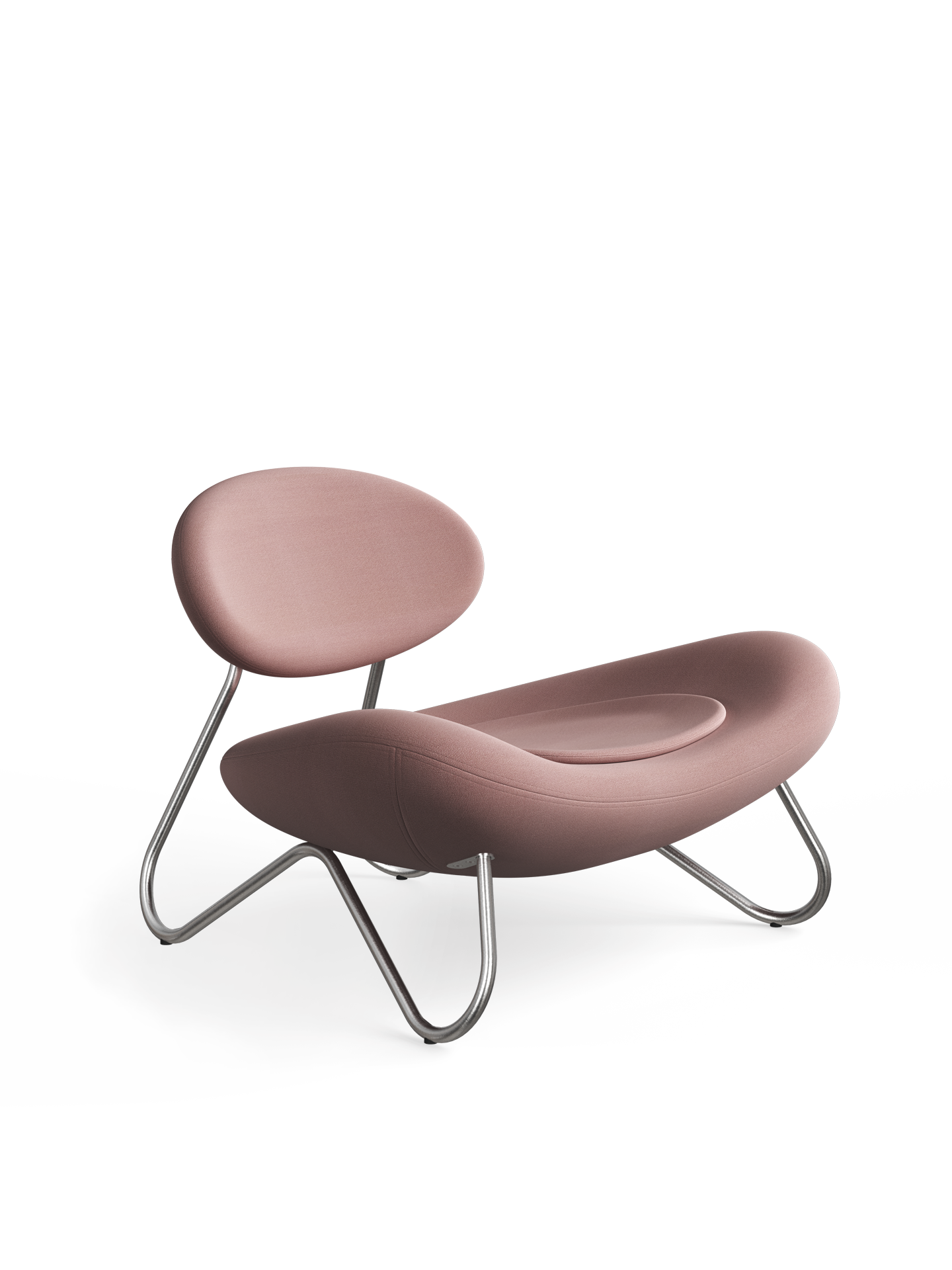 Meadow lounge chair - Dusty rose/Brushed steel