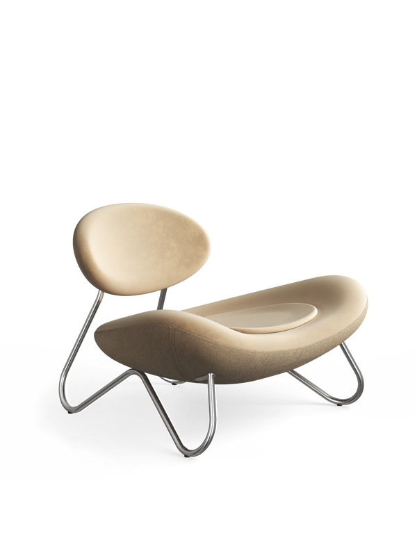 Meadow lounge chair - Gold leather/Brushed