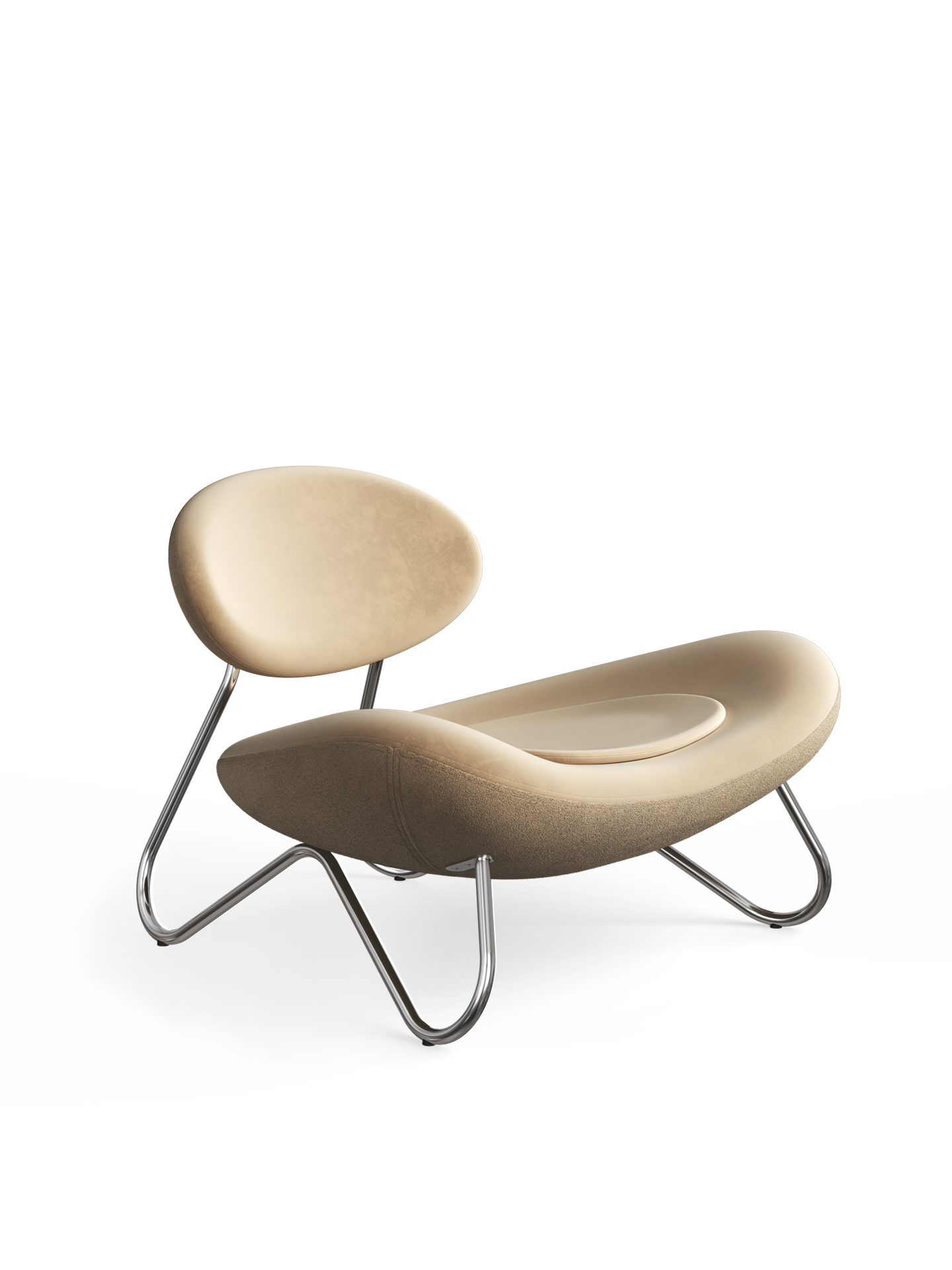 Meadow lounge chair - Gold leather/Chrome