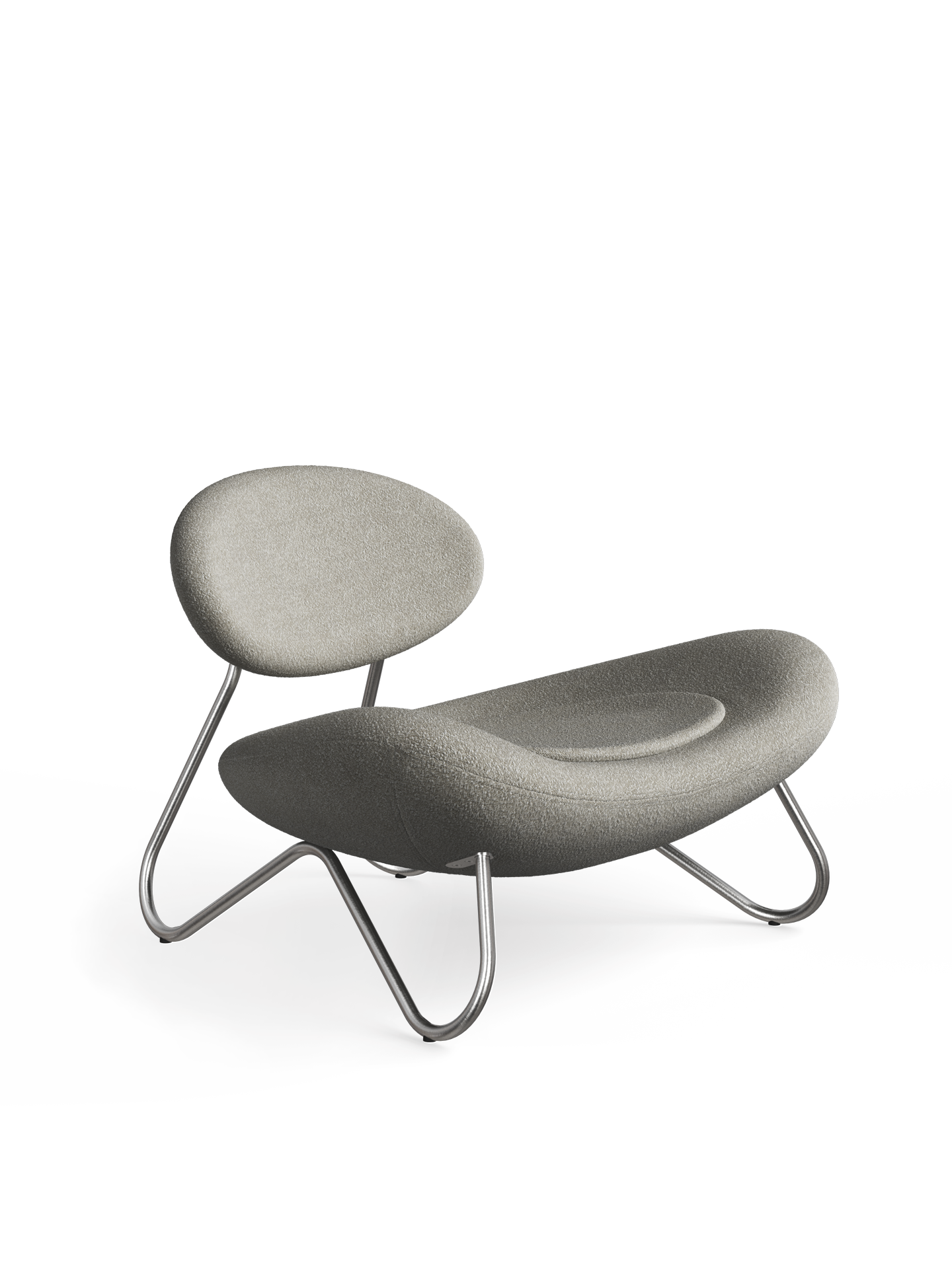 Meadow lounge chair - Warm grey/Brushed steel