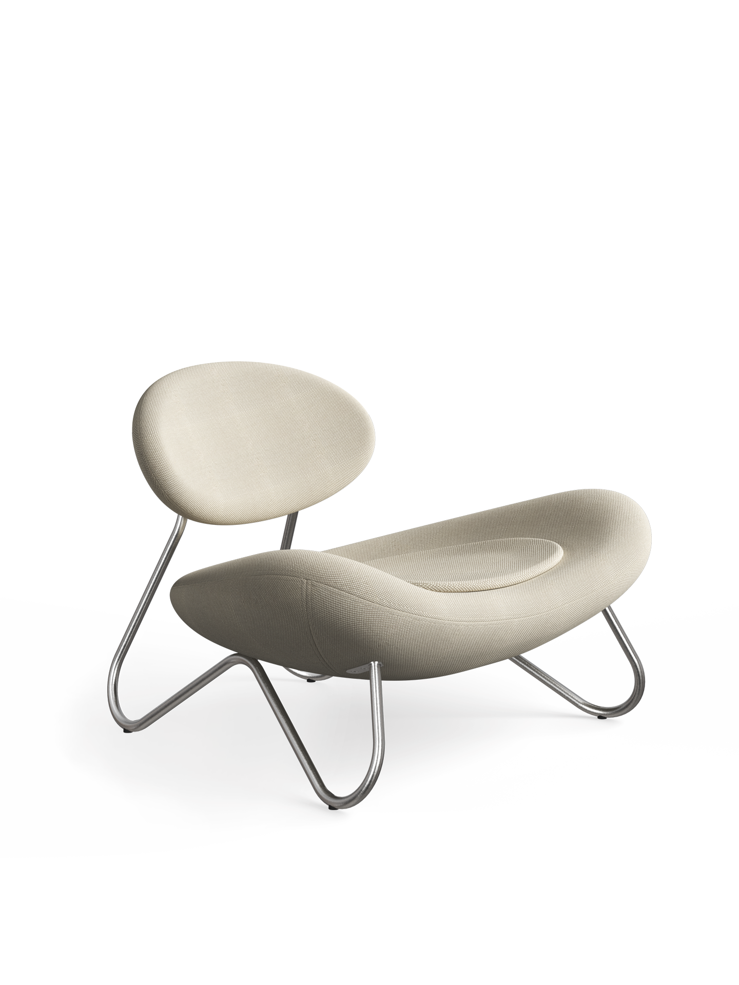 Meadow lounge chair - Off white/Grey/Brushed steel