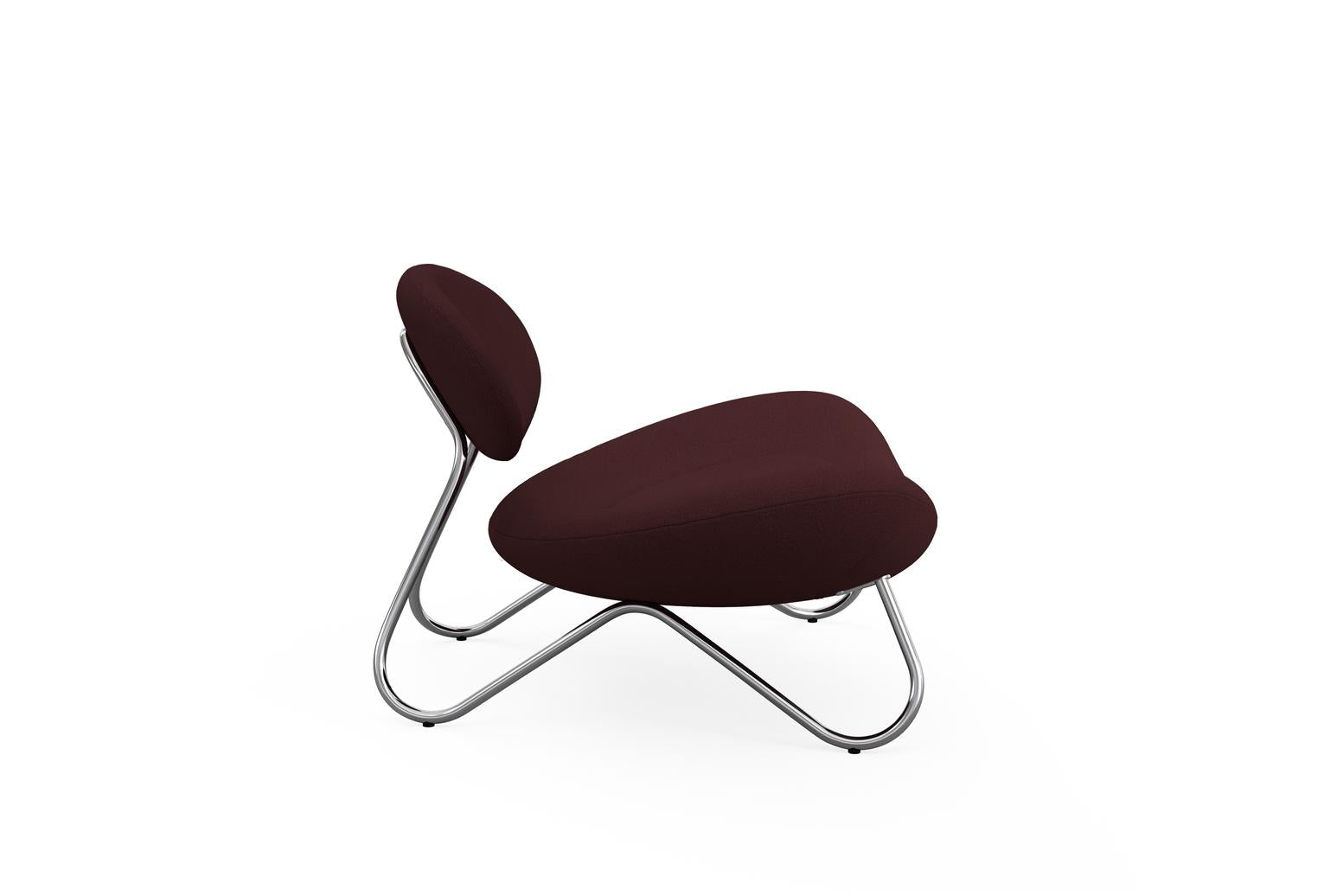 Meadow lounge chair - Burgundy/Brushed steel
