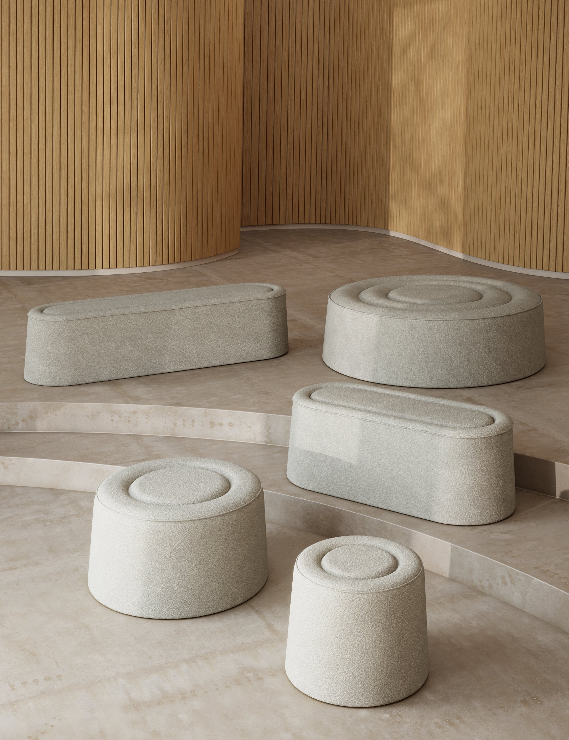 Praline bench (178 cm) - Natural bouclé