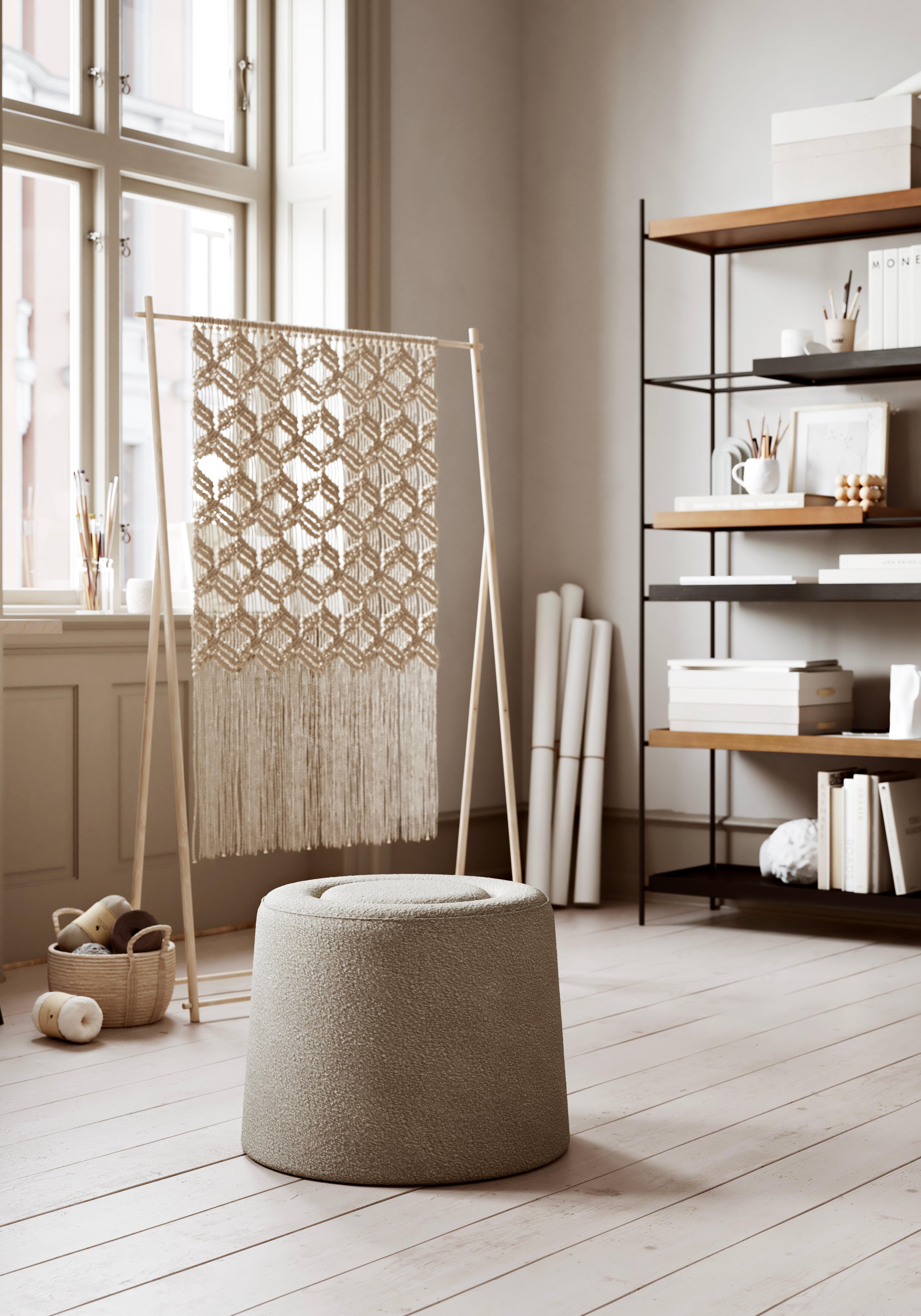 Praline pouf (Ø52 cm) - Natural bouclé