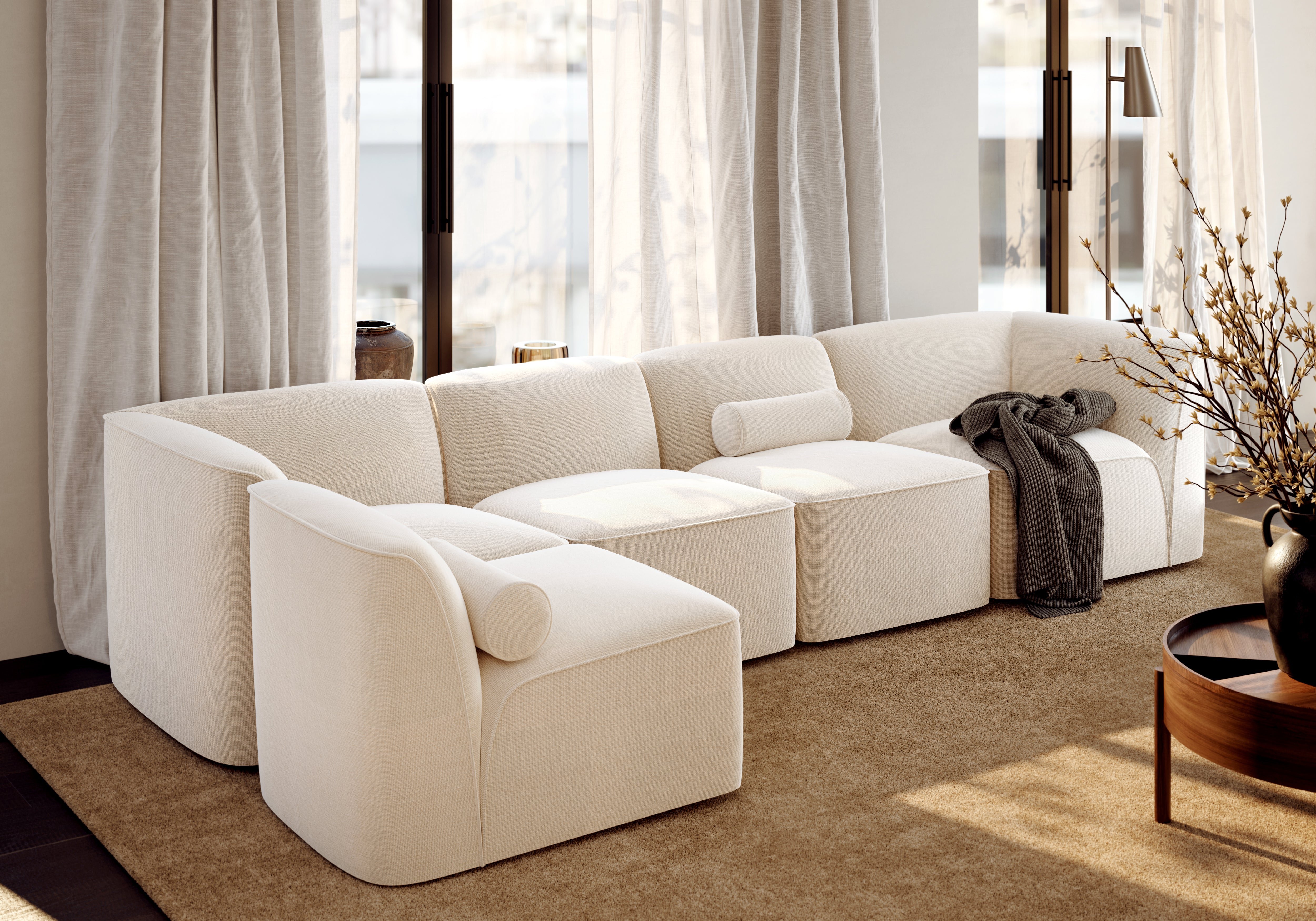 Flora middle module (66 cm) - Warm beige