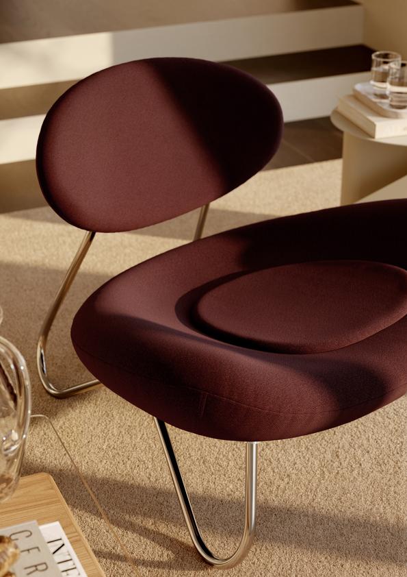 Meadow lounge chair - Burgundy/Brushed steel