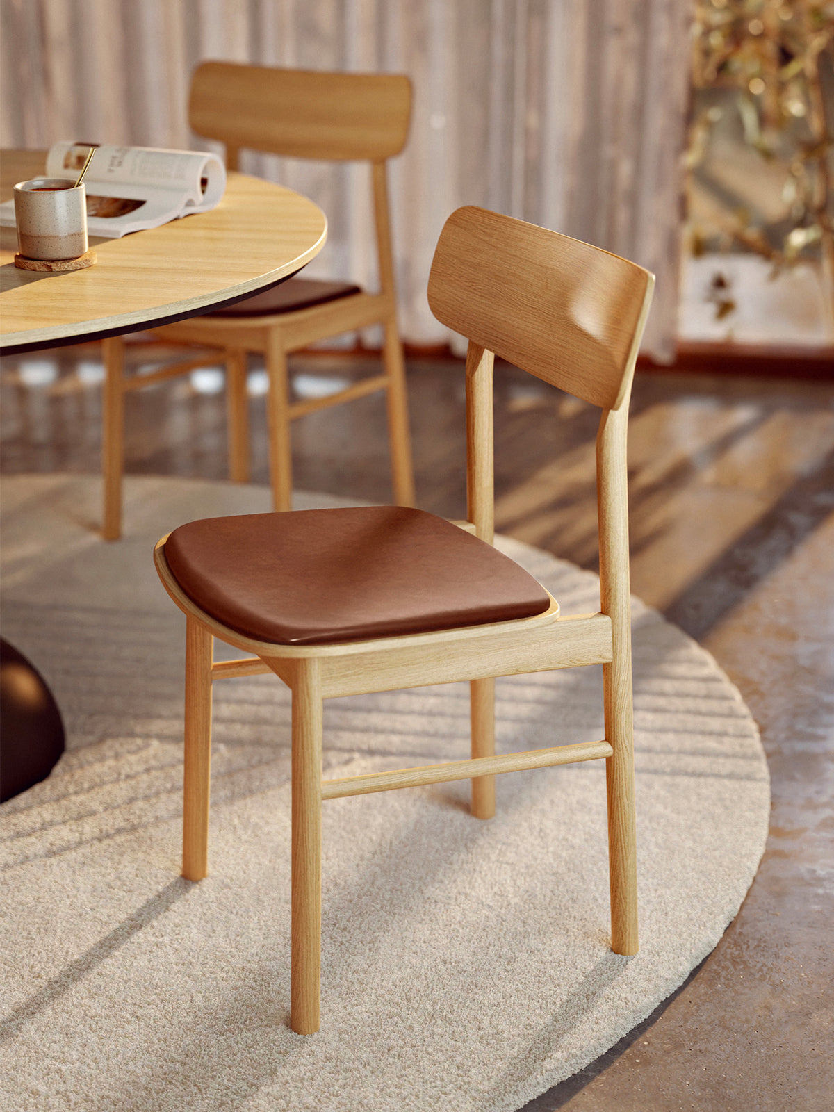 Soma dining chair - Oiled oak W/Leather