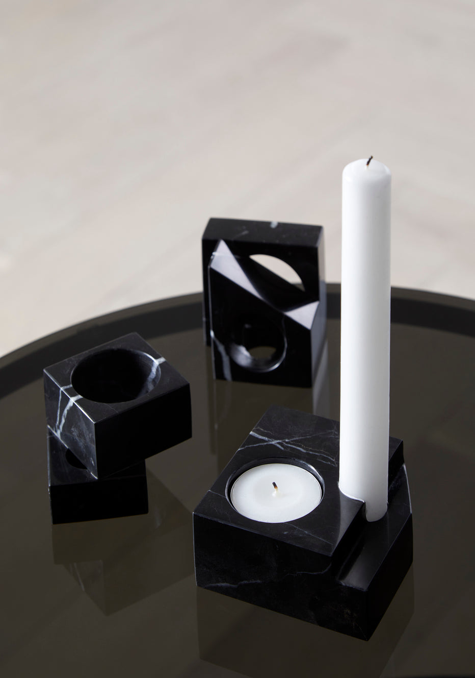 Jeu de dés 2 candle holder - Black